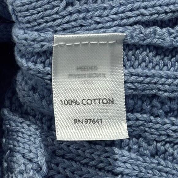 J Jill Cardigan Sweater 3/4 Bell Sleeve Cable Knit Cottage Y2K Preppy Blue Small - Picture 4 of 9